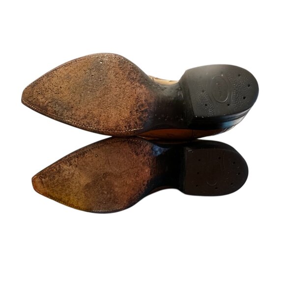 Vintage Cisco Western Leather Boots Mens 9.5 Camel Cowboy Embroidered Riding - Picture 14 of 14